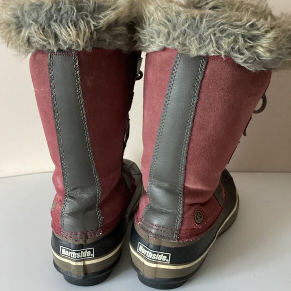 Northside Kathmandu Women Snow Red Suede Boots Size 10 Insulated Waterproof - Picture 5 of 15